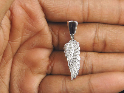 1.25" 10K White Gold Lab Grown Diamond Mini Angel Wing Pendant
