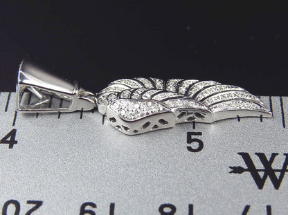1.25" 10K White Gold Lab Grown Diamond Mini Angel Wing Pendant
