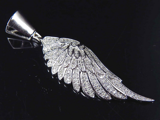 2.0" 10K White Gold Lab Grown Diamond Angel Wing pendant