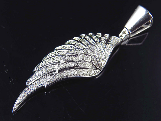 2.0" 10K White Gold Lab Grown Diamond Angel Wing pendant