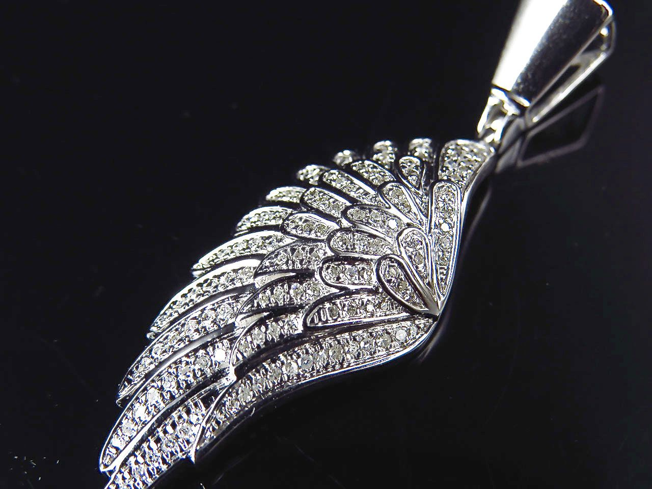2.0" 10K White Gold Lab Grown Diamond Angel Wing pendant