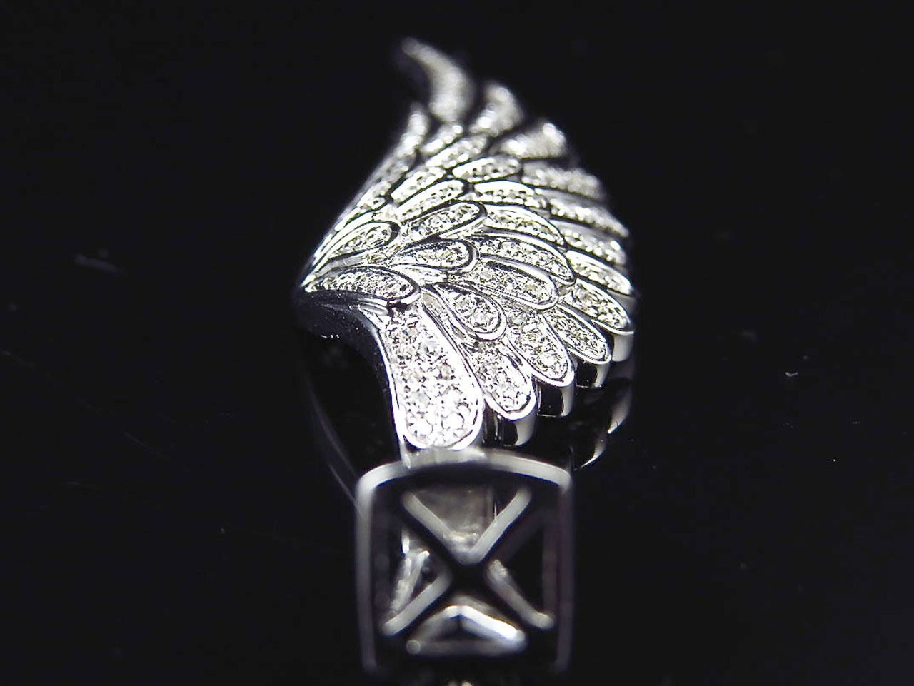 2.0" 10K White Gold Lab Grown Diamond Angel Wing pendant