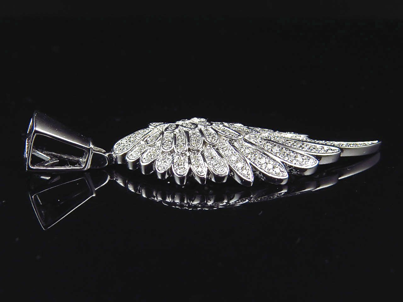2.0" 10K White Gold Lab Grown Diamond Angel Wing pendant