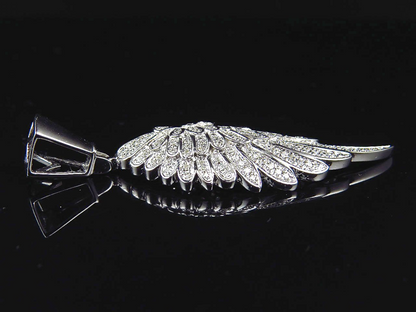 2.0" 10K White Gold Lab Grown Diamond Angel Wing pendant
