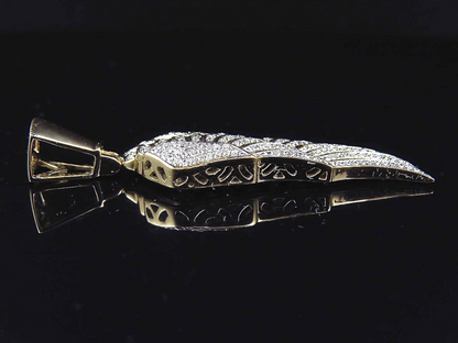 2.0" 10K Yellow Gold Lab Grown Diamond Angel Wing Pendant