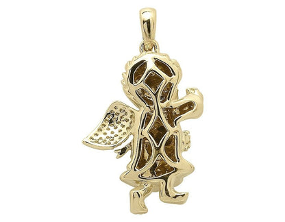 1" Yellow Gold Lab Grown Diamond Consoling Angel pendant