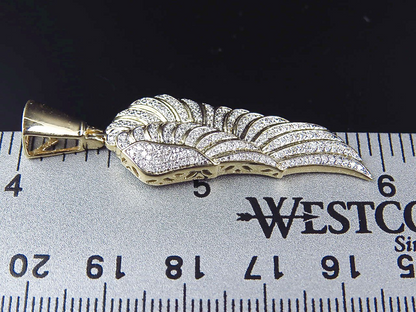 2.0" 10K Yellow Gold Lab Grown Diamond Angel Wing Pendant