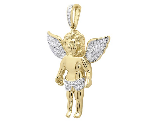 10K Yellow Gold Lab Grown Diamond Angel Cherub Pendant