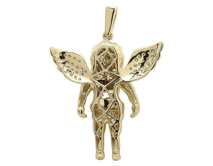 10K Yellow Gold Lab Grown Diamond Angel Cherub Pendant