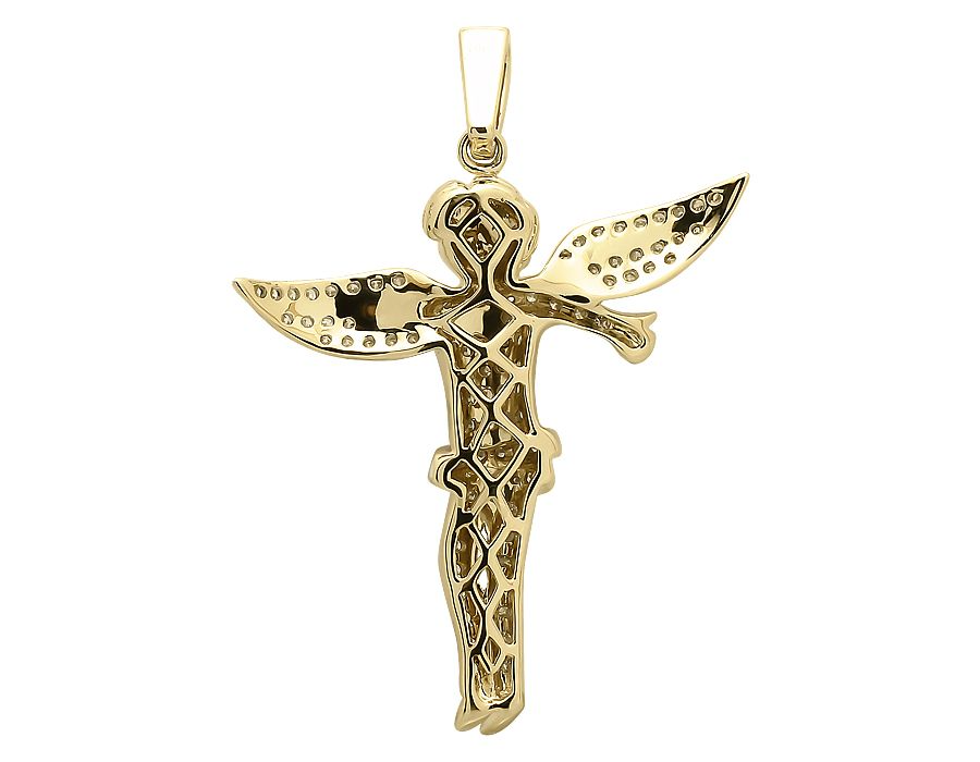 1.9" 10K Yellow Gold Lab Grown Diamond Angel Pendant