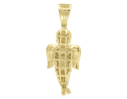 1.6" 10k Yellow Gold Lab Grown Diamond Praying Angel Pendant