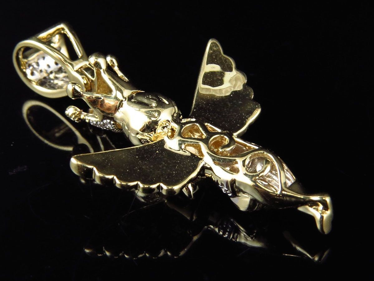 1.5" 10K Yellow Gold Lab Grown Diamond Cherub Pendant