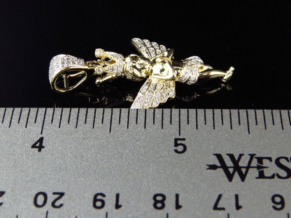 1.5" 10K Yellow Gold Lab Grown Diamond Cherub Pendant