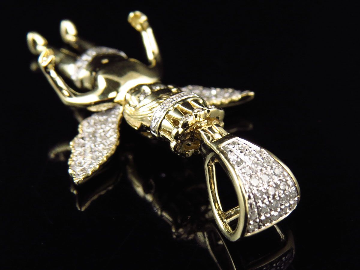 10K Yellow Gold Lab Grown Diamond Crowned Angel Charm Pendant