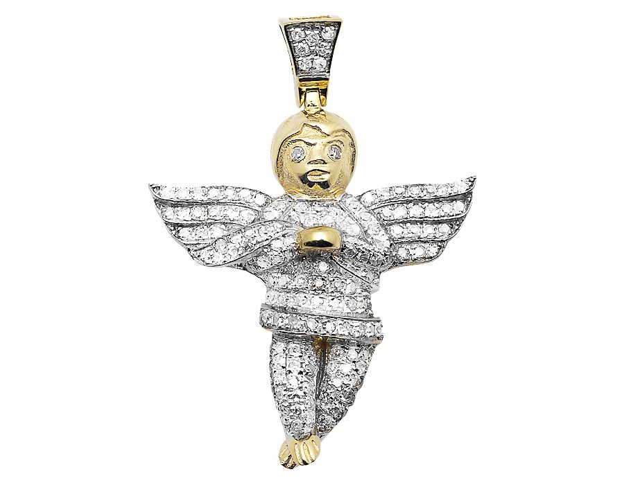 10K Yellow Gold Lab Grown Diamond Cherub Pendant