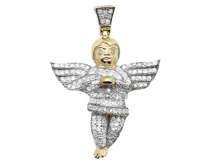 10K Yellow Gold Lab Grown Diamond Cherub Pendant