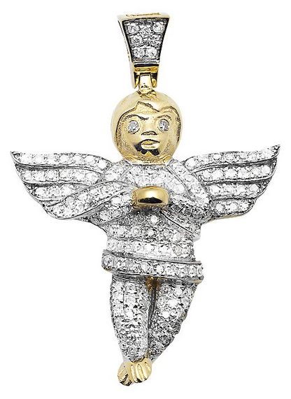 10K Yellow Gold Lab Grown Diamond Cherub Pendant