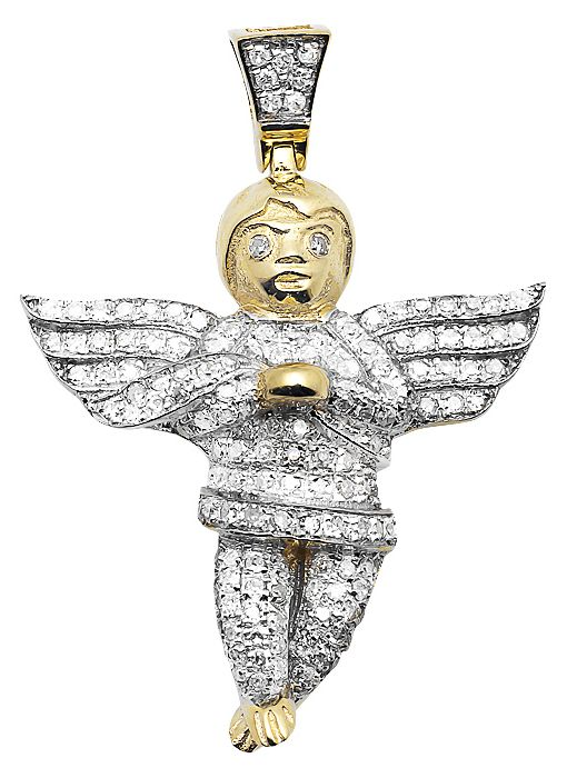 10K Yellow Gold Lab Grown Diamond Cherub Pendant