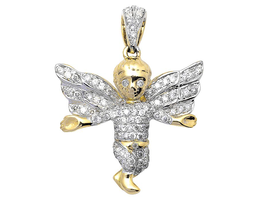 10K Yellow Gold Lab Grown Diamond Angel Charm Pendant