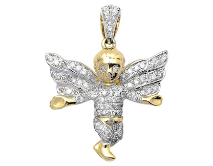 10K Yellow Gold Lab Grown Diamond Angel Charm Pendant