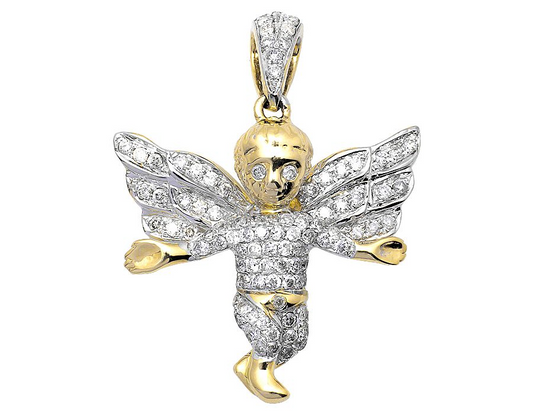 10K Yellow Gold Lab Grown Diamond Angel Charm Pendant