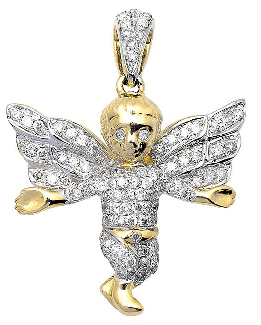 10K Yellow Gold Lab Grown Diamond Angel Charm Pendant