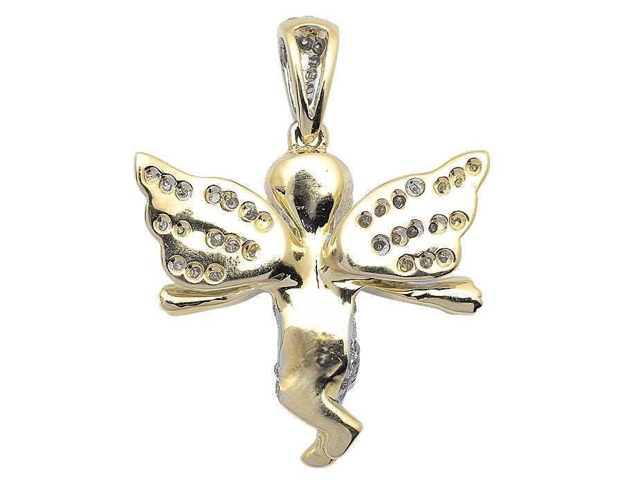 10K Yellow Gold Lab Grown Diamond Angel Charm Pendant