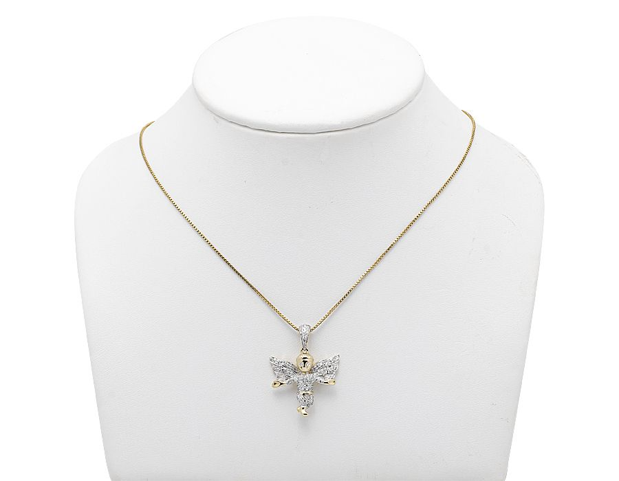 10K Yellow Gold Lab Grown Diamond Angel Charm Pendant