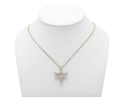 10K Yellow Gold Lab Grown Diamond Angel Charm Pendant