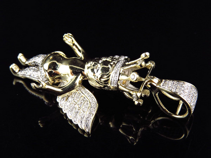 10K Yellow Gold Lab Grown Diamond Crowned Angel Pendant