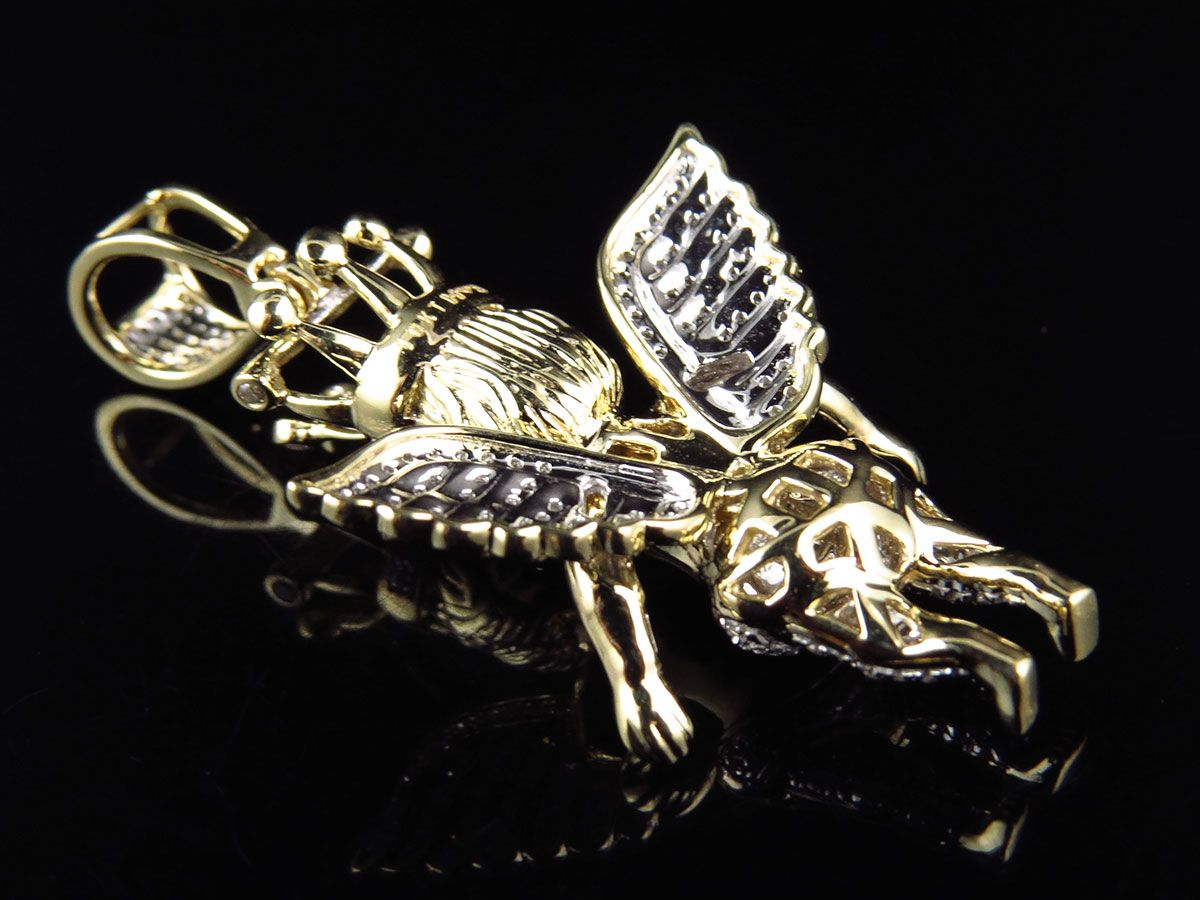 10K Yellow Gold Lab Grown Diamond Crowned Angel Pendant