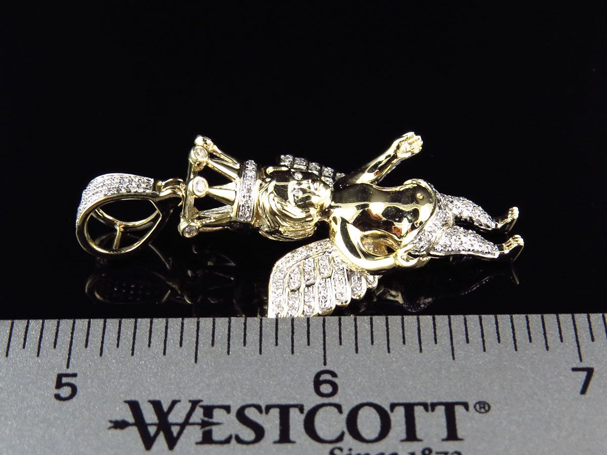 10K Yellow Gold Lab Grown Diamond Crowned Angel Pendant