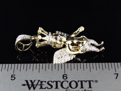 10K Yellow Gold Lab Grown Diamond Crowned Angel Pendant