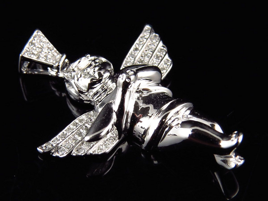 10K White Gold Lab Grown Diamond Praying Handas Pendant