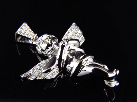 10K White Gold Lab Grown Diamond Praying Handas Pendant
