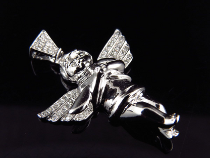 10K White Gold Lab Grown Diamond Praying Handas Pendant