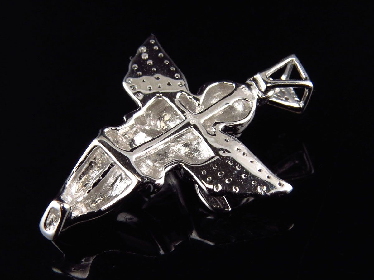 10K White Gold Lab Grown Diamond Praying Handas Pendant