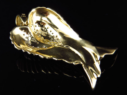 1.5" 10K Yellow Gold Lab Grown Diamond Folded Angel Wing Pendant