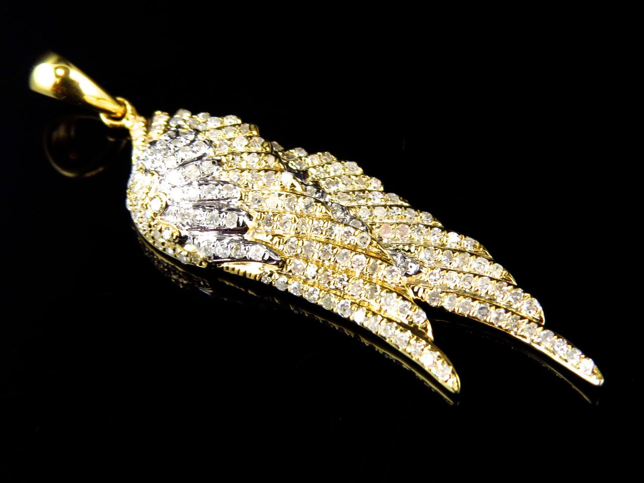 10K Yellow Gold Lab Grown Diamond Welded Angel Wing pendant