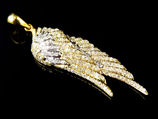 10K Yellow Gold Lab Grown Diamond Welded Angel Wing pendant