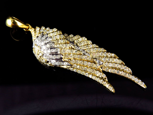 10K Yellow Gold Lab Grown Diamond Welded Angel Wing pendant