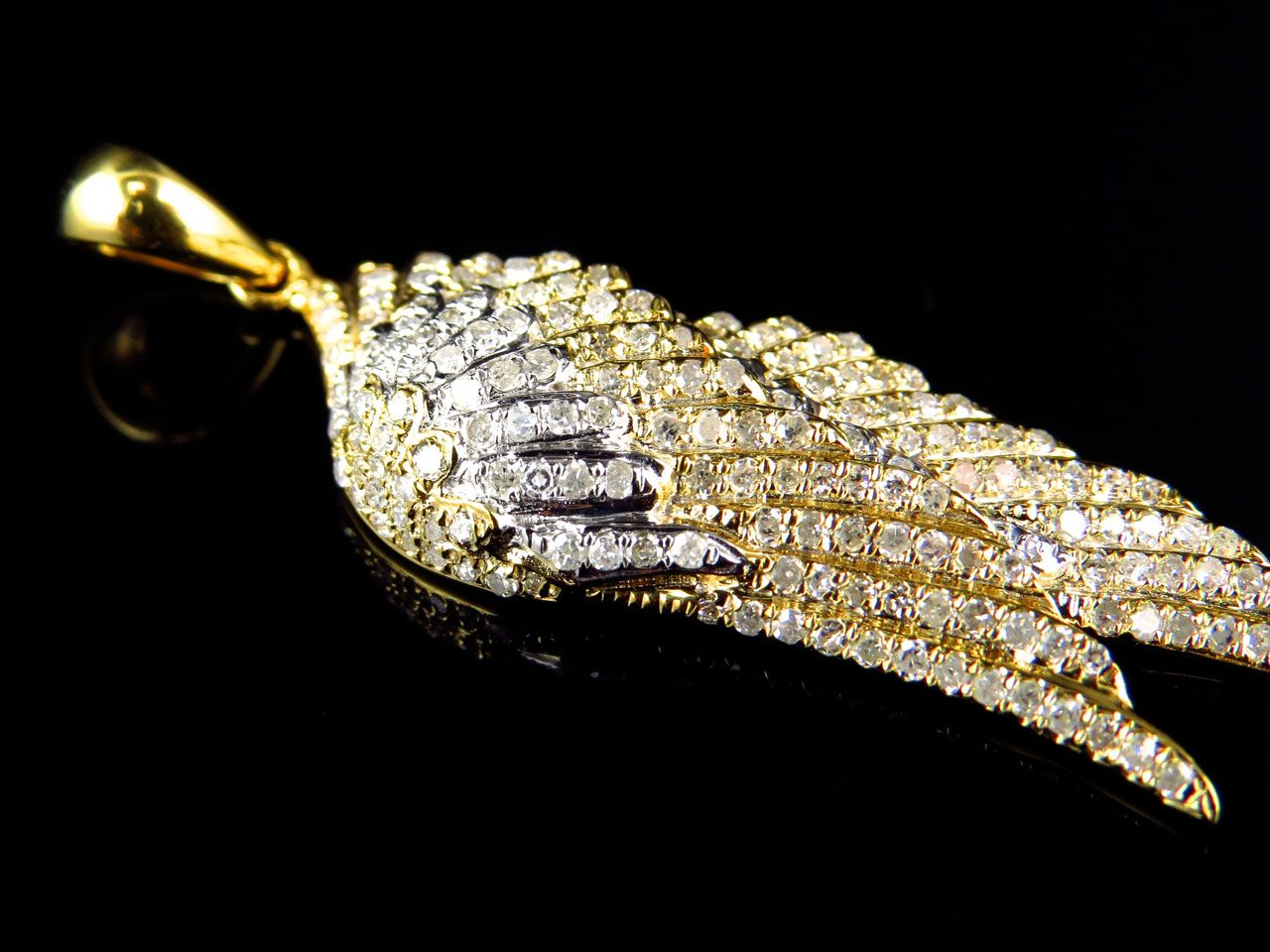 10K Yellow Gold Lab Grown Diamond Welded Angel Wing pendant