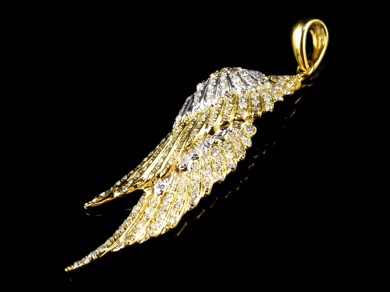 10K Yellow Gold Lab Grown Diamond Welded Angel Wing pendant