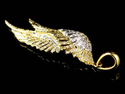 10K Yellow Gold Lab Grown Diamond Welded Angel Wing pendant