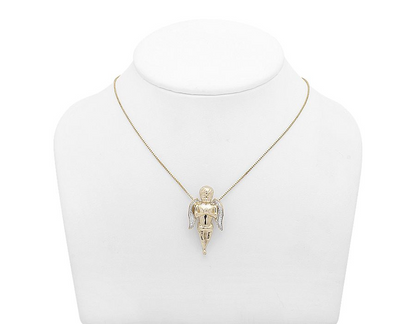 10K Yellow Gold Lab Grown Diamond Mini Angel Praying Pendant