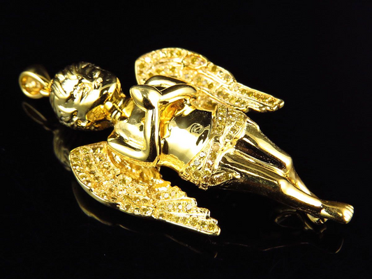 10K Yellow Gold Lab Groen Diamond Charm pendant