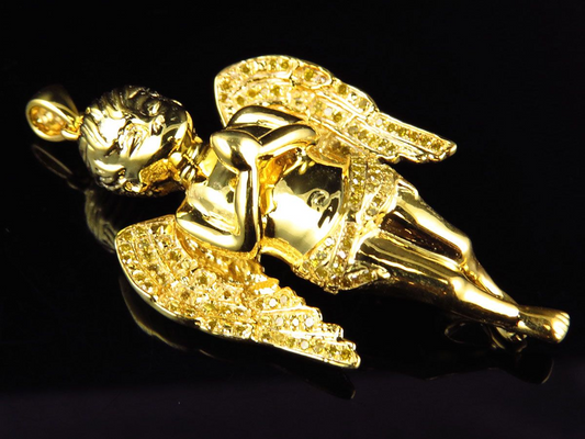 10K Yellow Gold Lab Groen Diamond Charm pendant