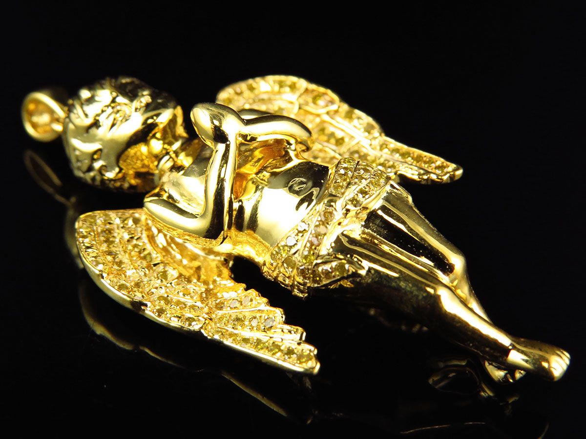 10K Yellow Gold Lab Groen Diamond Charm pendant