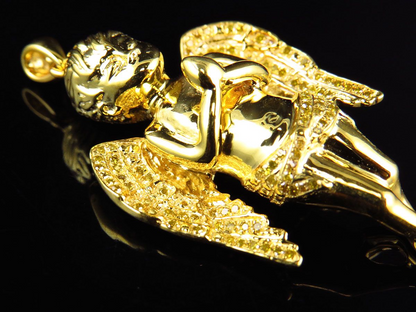 10K Yellow Gold Lab Groen Diamond Charm pendant