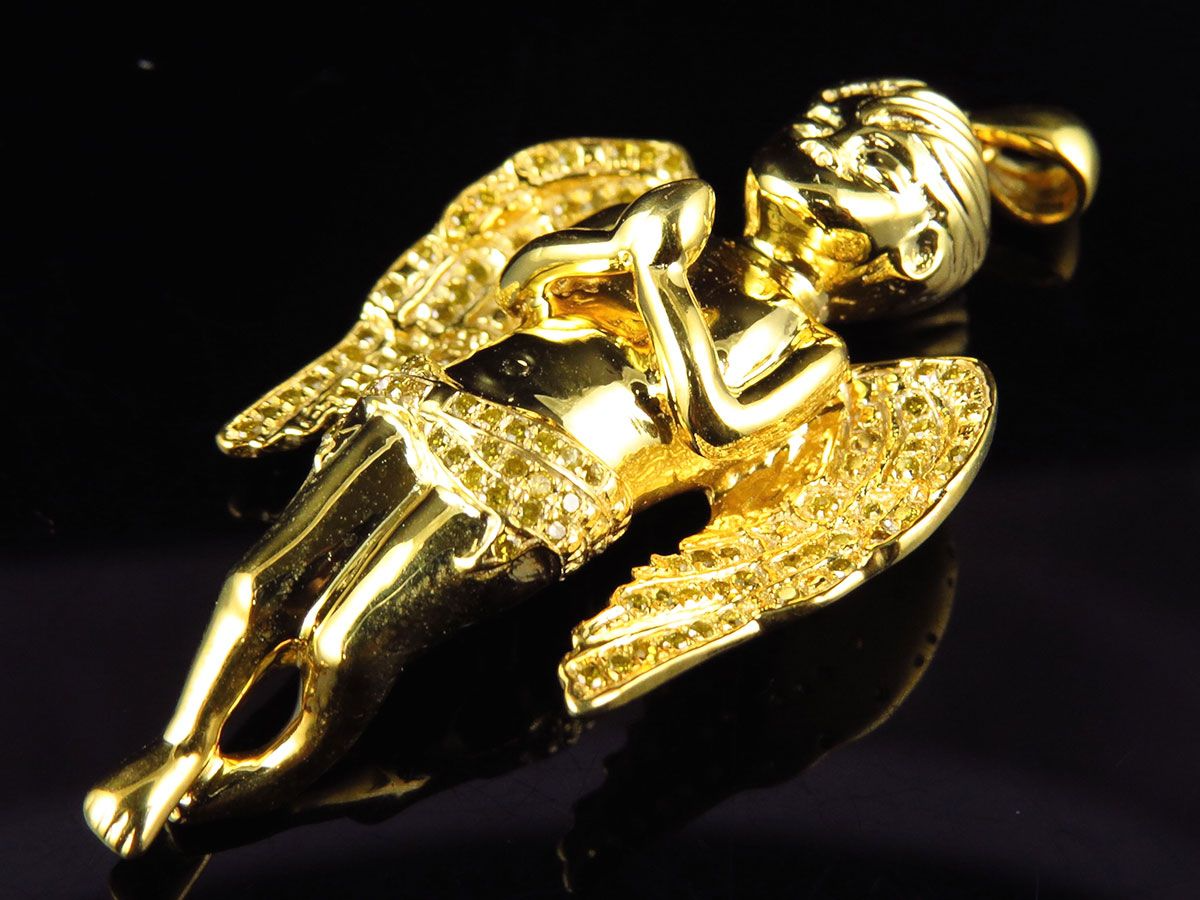 10K Yellow Gold Lab Groen Diamond Charm pendant